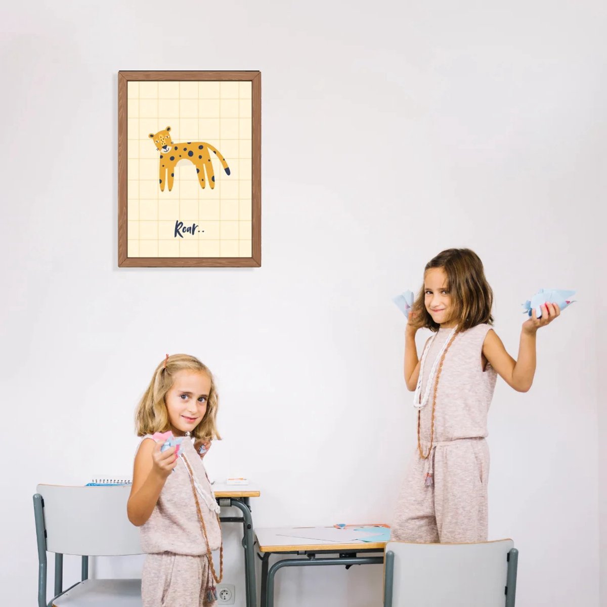 Kinderkamer poster met dieren jungle - ROAR leopard | Babykamer | kinderkamer decoratie | Jungle / leopard poster met de tekst: ROAR | Wanddecoratie | 30x40 cm