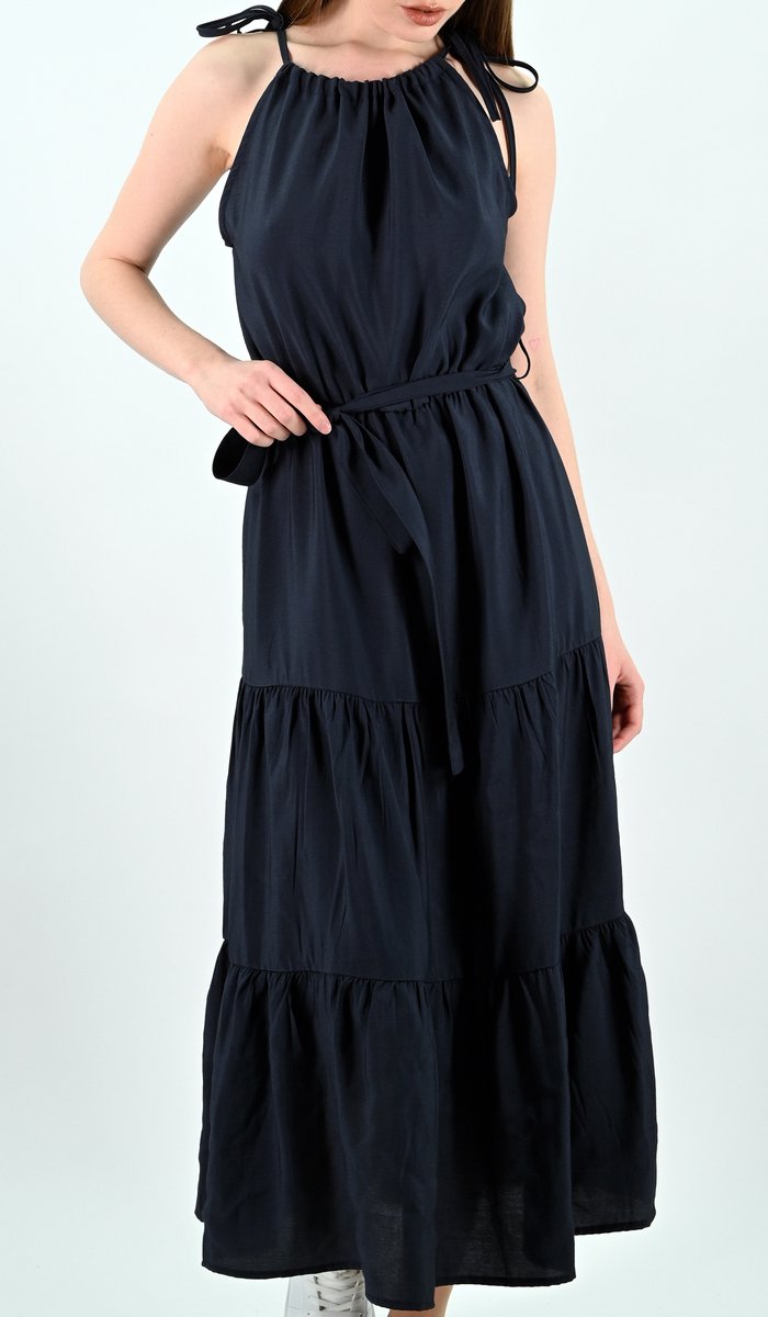 YesMooi - Gelaagde Midi Jurk - Zomerjurk - Donkerblauw - XS (34)