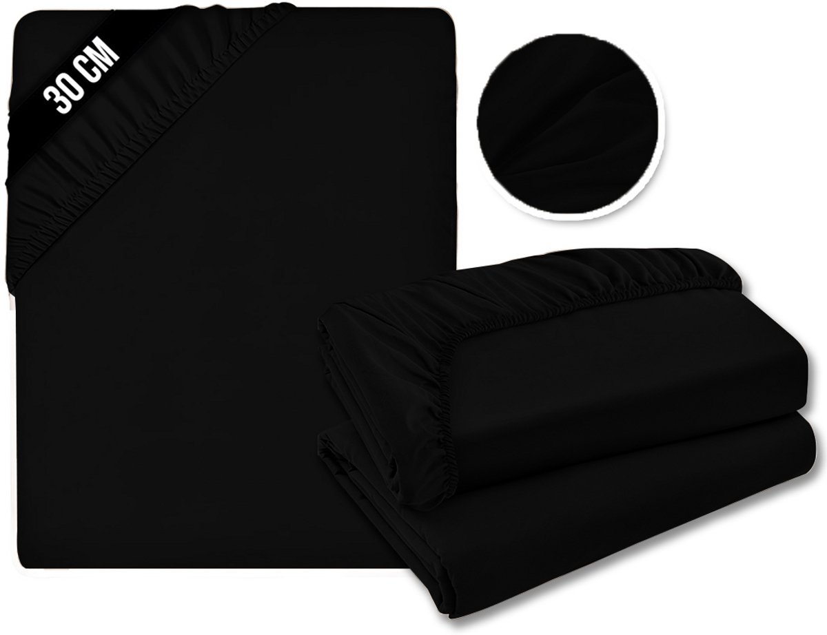CRLYN® Matrasovertrek 180x200 - Hoeslaken - Matrashoes - Super Zacht - Zwart