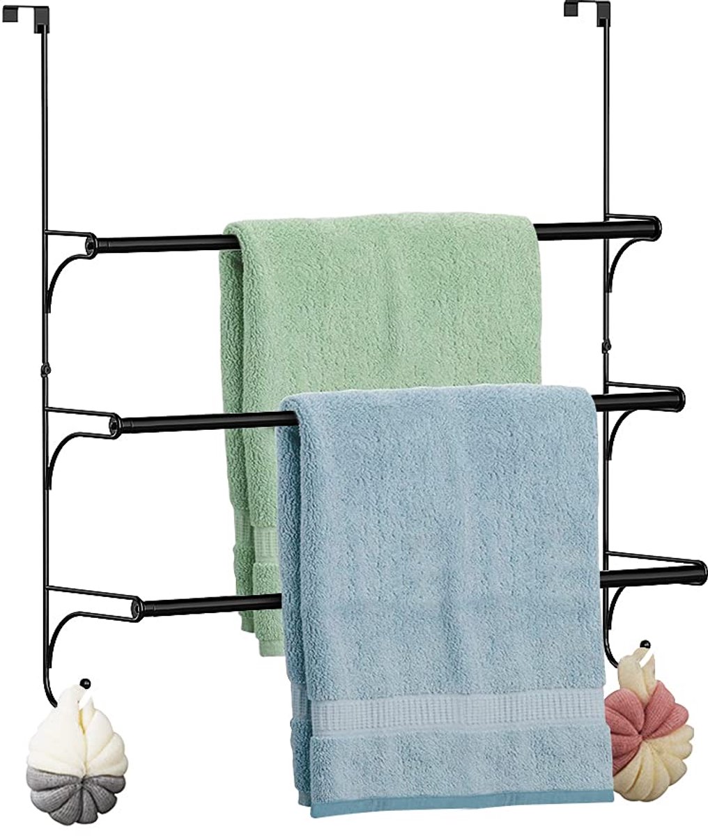 My Ninki ® Innovatieve Drievoudige Handdoekhouder voor Badkamer en Douche met Telescopische Ophanging