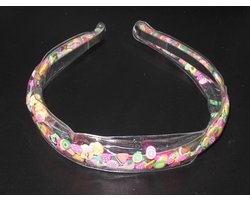 Diadeem transparant met beweegbare confetti diverse vormen+kleuren