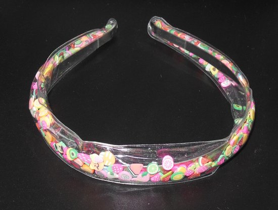 Diadeem transparant met beweegbare confetti diverse vormen+kleuren