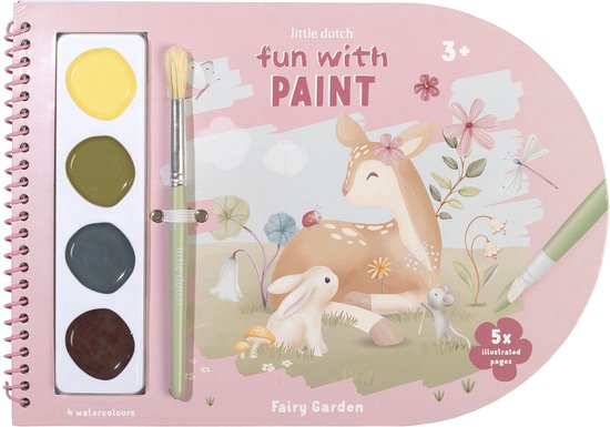 Little Dutch Verf- en knutselboek - Fairy Garden - Met kwast en 4 kleuren verf - Peuter kleuter speelgoed - Knutselen - Speelgoed kinderen - Voor meisjes - Vanaf 3 jaar