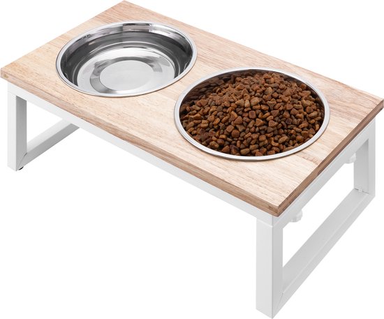 Navaris Verhoogde Voerbak Set Met Standaard 2 Melamine Voerbakken Incl Houder Opslagruimte Voor Voer Kat Hond Blauw 835505622