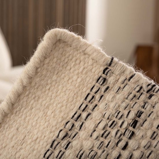 Tapis carré en laine - Ulstein blanc/noir 200x200 cm