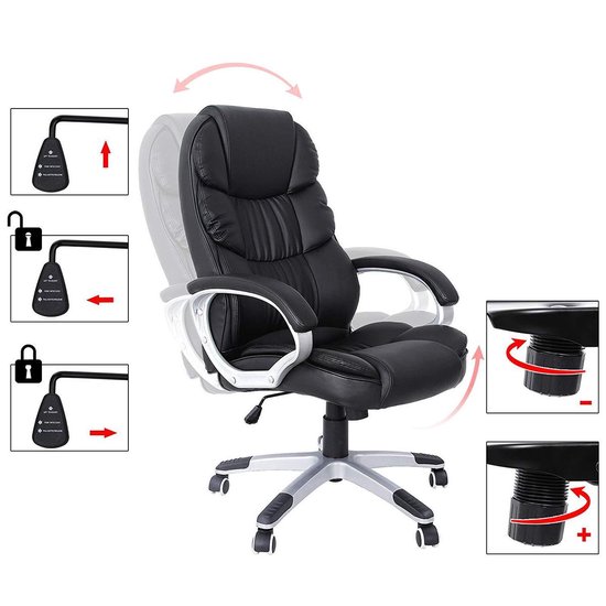 Luxe Manager Bureaustoel - Ergonomisch en Afstelbaar - Directiestoel voor Kantoor - Zwart - Acaza