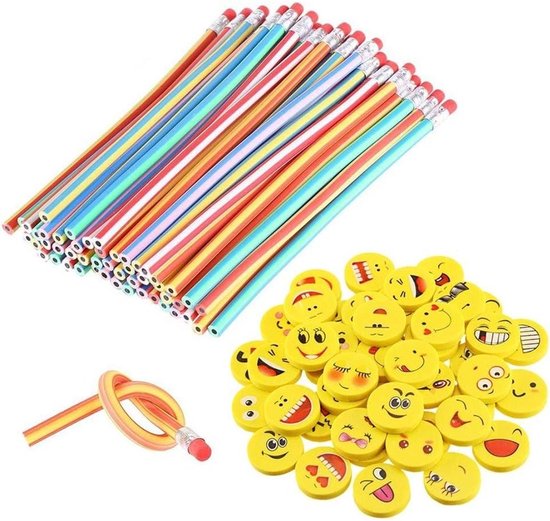 3 stuks flexibele gestreepte potloden voor kinderen • Kinder World 3 stuks flexibele gestreepte potloden voor kinderen • Kinder World