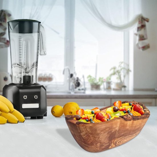 Darido Handgemaakte rustieke houten schaal van olijfhout 18,5 x 13 cm - fruitschaal hout voor de ingangen mand met drie handgrepen - fruitmand - opbergmand - decoratieve mand - badkameraccessoires