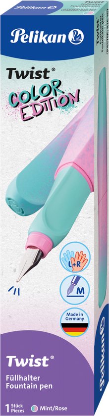 De verpakking van de Pelikan Twist vulpen in Color Edition Mint/Roze.