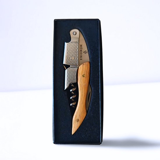 Mémoire® Couteau Sommelier pakkahout met Mahonie look- 3 in 1 Sommelier mes met