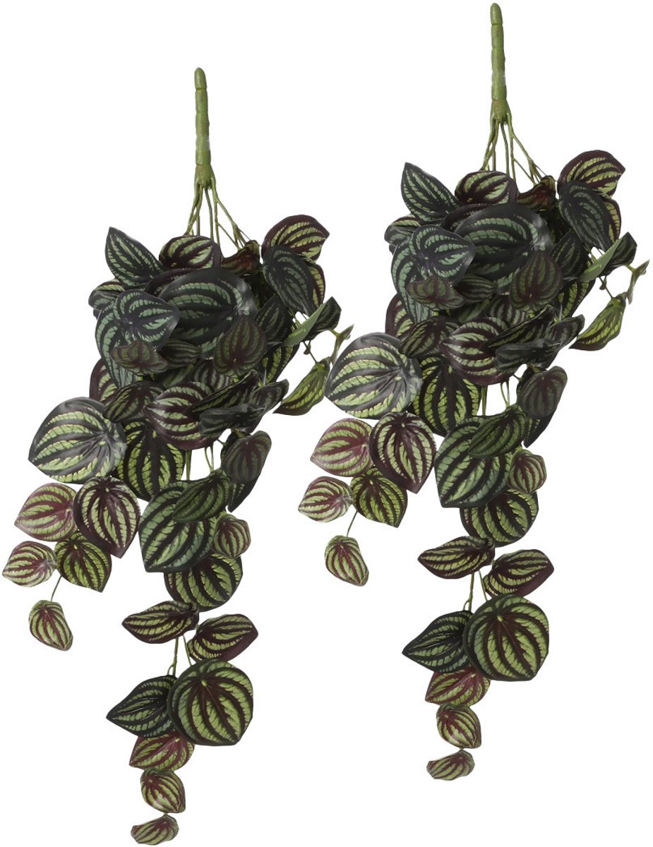 Mica Decoration Peperomia kunstplant - 2x - hangplant - 58 x 14 cm - Kamer/kantoor planten