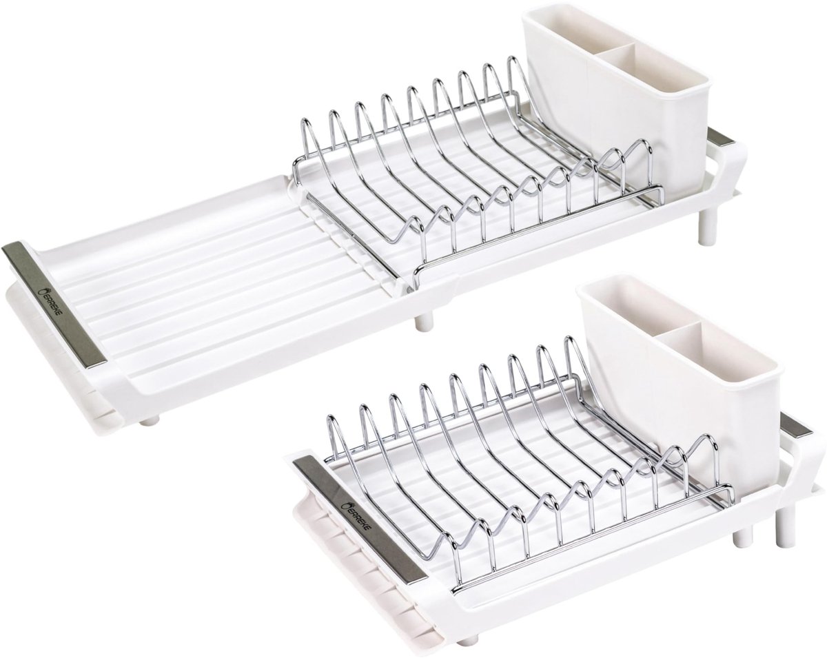 My Ninki ® Afdruiprek voor Compacte Keukens met Uittrekbare Functie en Bestekhouder in Roestvrij Staal