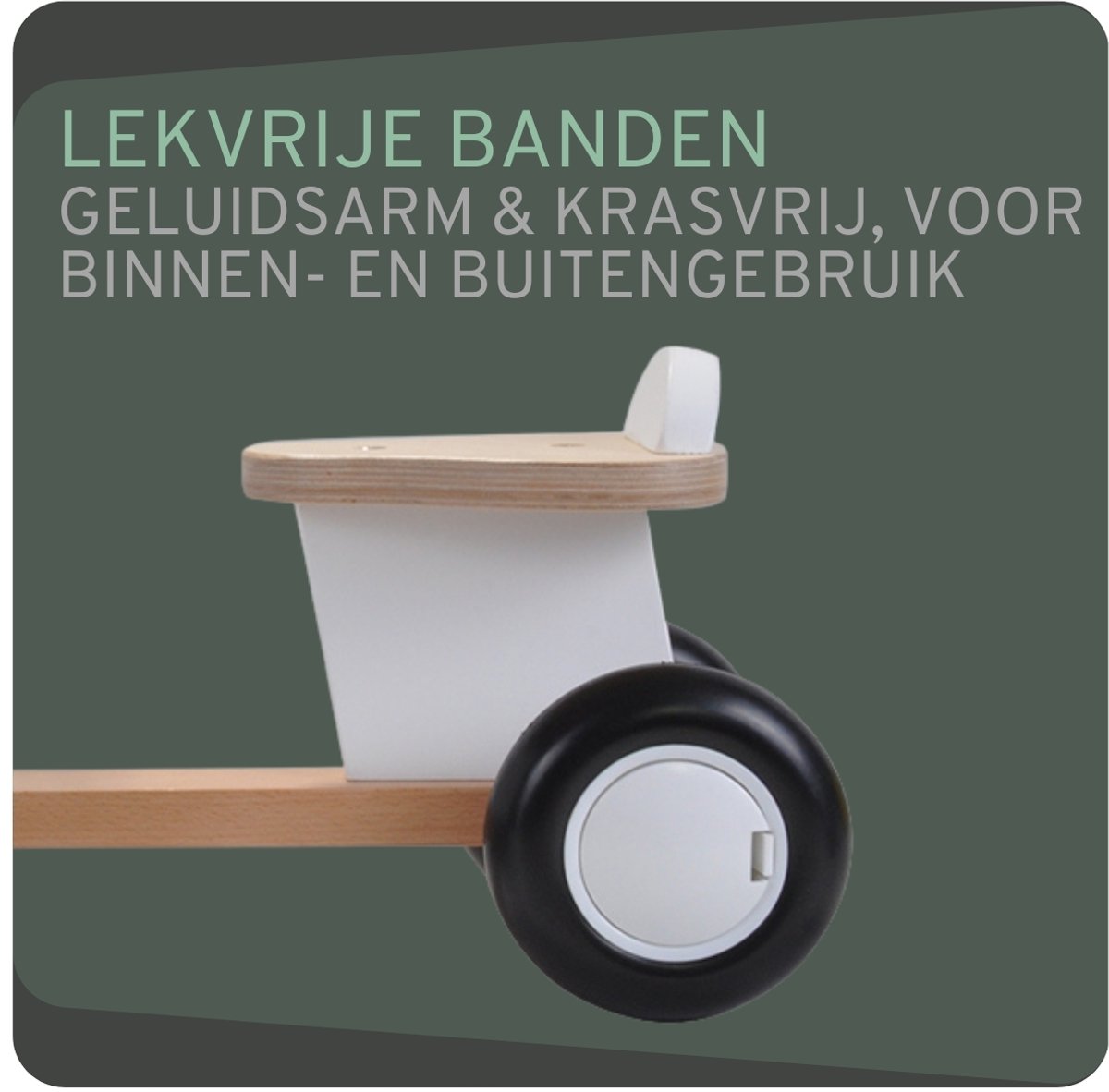 Bandits & Angels Bakfiets Loopfiets Hout Little Rider White vanaf 1 jaar - Voor Jongens en Meisjes - Ride-On Houten Bakfiets - Houten Loop Fiets Wit - Geluidsarme Wielen - Kraamcadeau — afbeelding 4