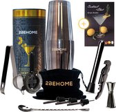 2BEHOME Cocktail Set - 12 Delig - Cocktail Shaker (750ml) & Cocktail Boek Recepten - Cocktailset - Cocktailsets - Cocktail Shaker Set
