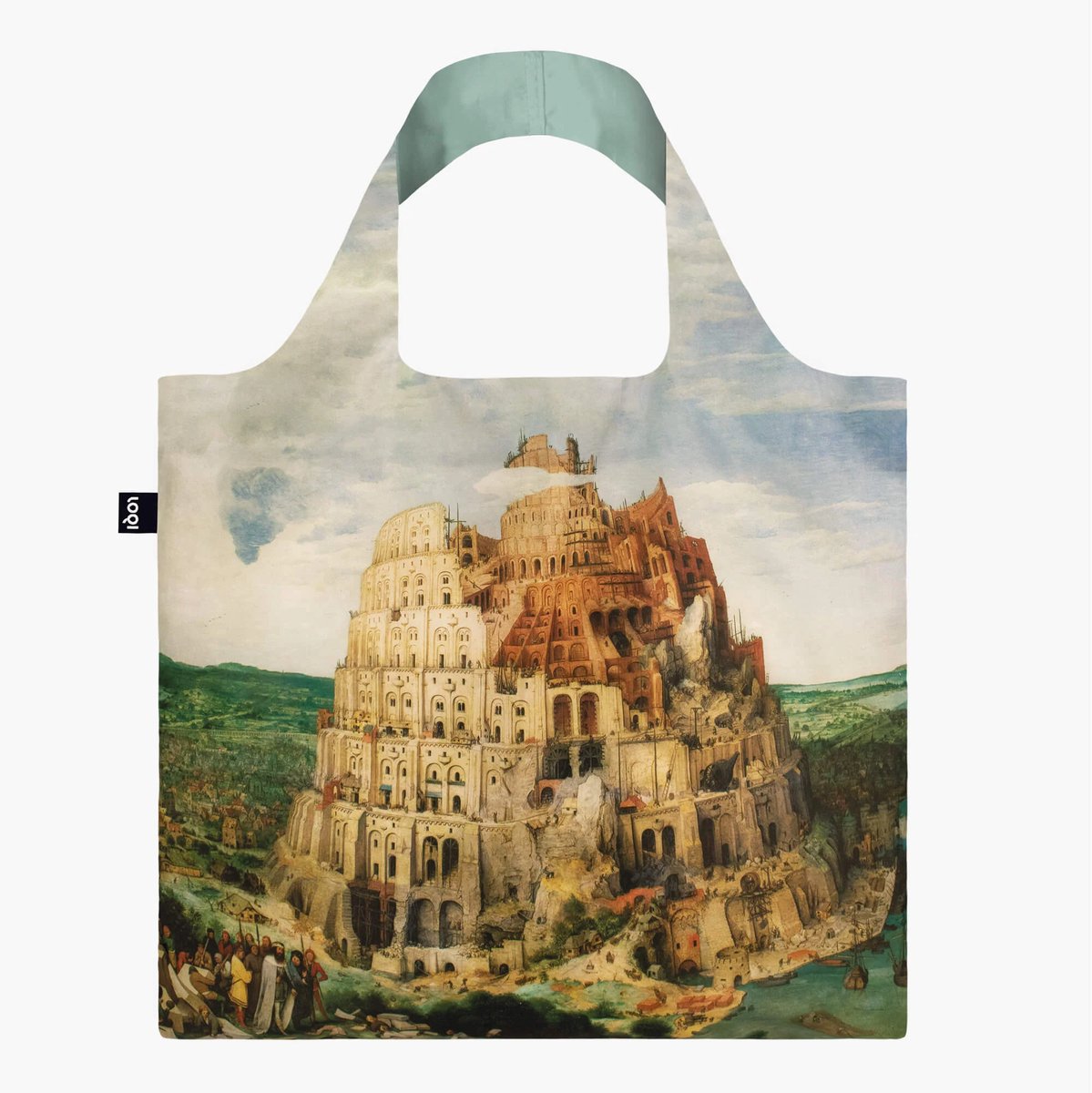 LOQI Opvouwbare Shopper - Boodschappentas kunst print - Pieter Bruegel The Elder - Tower of Babel