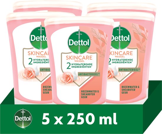 Dettol Handzeep No Touch Navulling 5 x 250ml - Rozenwater & Sheaboter (Skincare) - Voordeelverpakking
