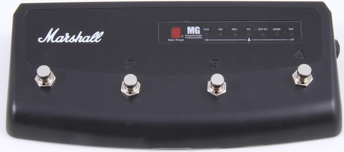 Marshall PEDL90008 4-fach Footswitch voor MG CX Serie - Voetschakelaar voor gitaarversterkers