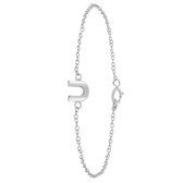 Lucardi Meisjes Armbandje met hanger met plating - Letter - Cadeau - Echt Zilver - Zilverkleurig