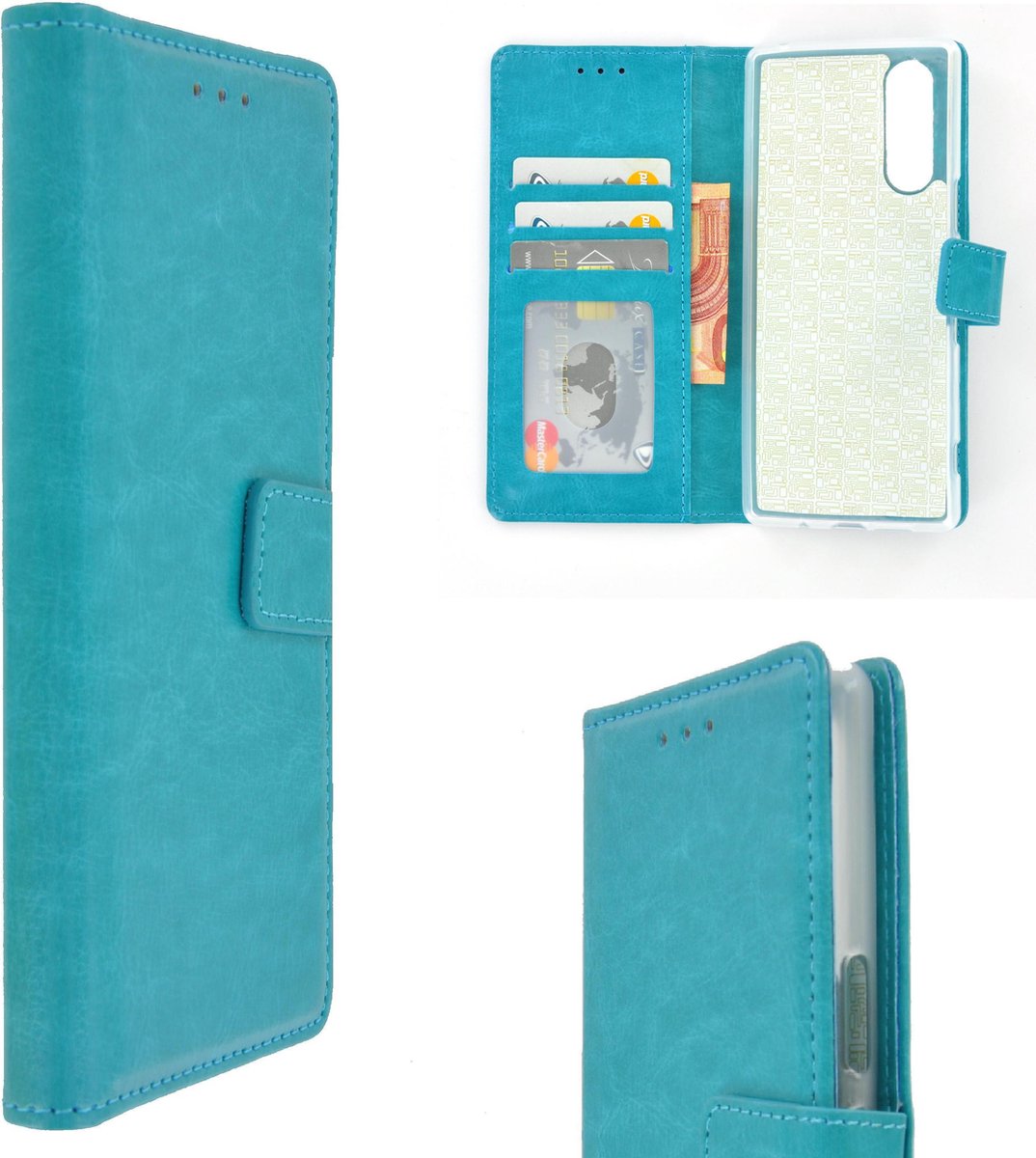 Pearlycase Hoes Wallet Book Case Turquoise Geschikt voor Sony Xperia 5