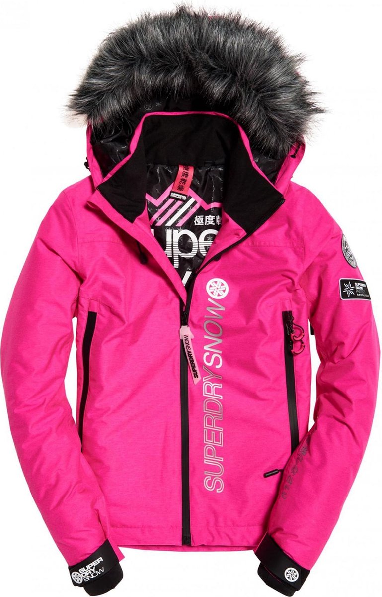 Maak een naam Gespecificeerd Oneerlijk Superdry Ski Run Jas - Maat L - Vrouwen - roze/ zwart | bol.com