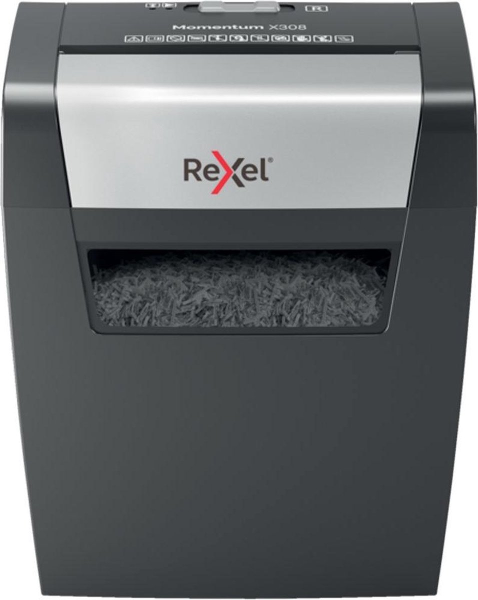 Rexel Momentum X308 Papierversnipperaar - P-3 Cross Cut Snippers - Papierinvoer tot 8 A4-Vel - Zwart - Rexel