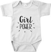 Babyromper - Girl power - wit - korte mouwen - 0 tot 3 maand