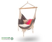 Bol.com ECOMUNDY® - Luxe hangstoel met gehaakte franjes - 2 persoons - handgeweven - dubbel dik BIO katoen - GOTS - Max 150kg aanbieding