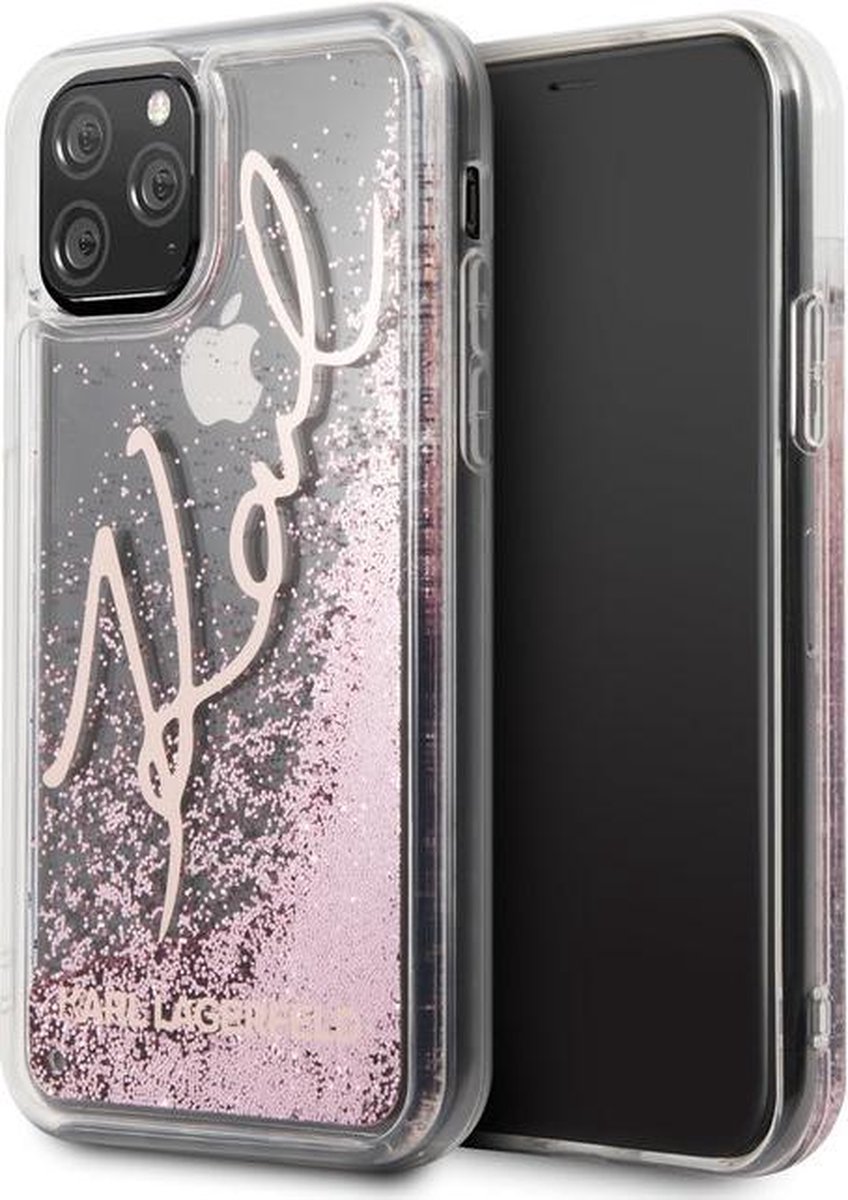 Apple iPhone 11 Pro Karl Lagerfeld Backcover Glitter Signature - Rose Gold