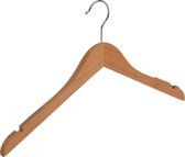 De Kledinghanger Gigant - 50 x Blouse / shirthanger beukenhout naturel gelakt met rokinkepingen en anti-slip op schouders, 44 cm