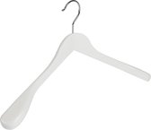 De Kledinghanger Gigant - 4 x Mantel / kostuumhanger lotushout wit gelakt met schouderverbreding, 44 cm