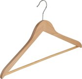De Kledinghanger Gigant - 30 x Blouse / shirthanger lotushout naturel gelakt met broeklat, 44 cm