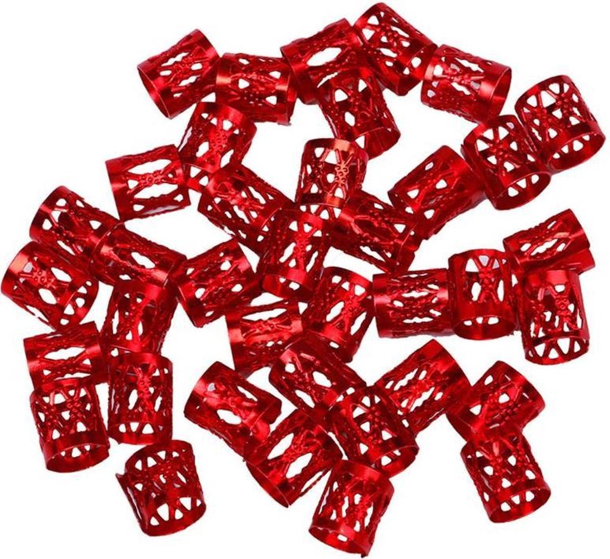 Beads for Braids - Dreadlock Haar Ringen - Extension Kralen - 25 stuks - Rood