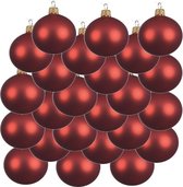 18x Kerst rode glazen kerstballen 8 cm - Mat/matte - Kerstboomversiering kerst rood