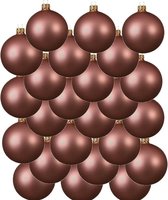 24x Oud roze glazen kerstballen 8 cm - Mat/matte - Kerstboomversiering oud roze