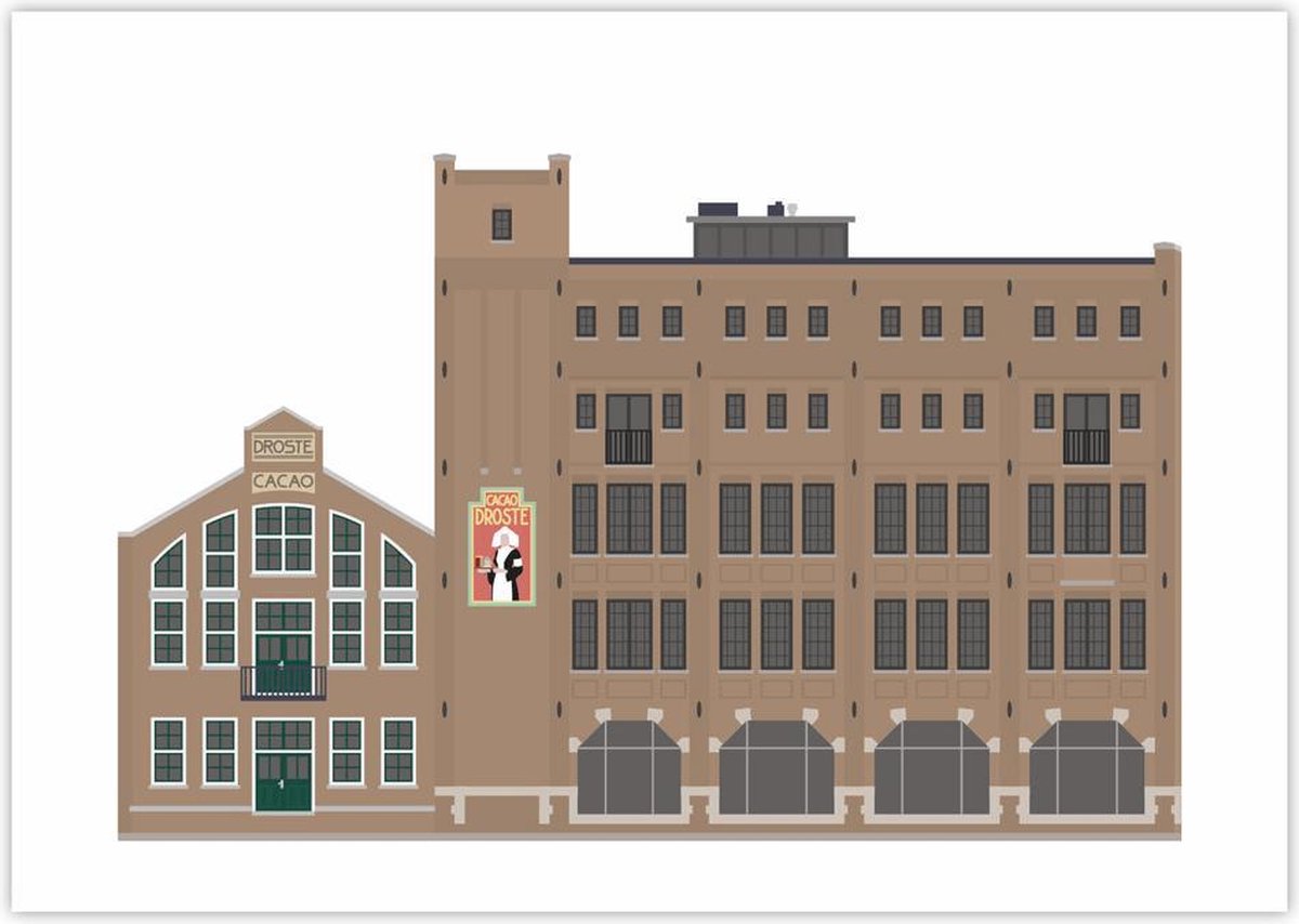Poster Droste Chocolade Fabriek Haarlem - Unieke Art Print (42x29,7cm)