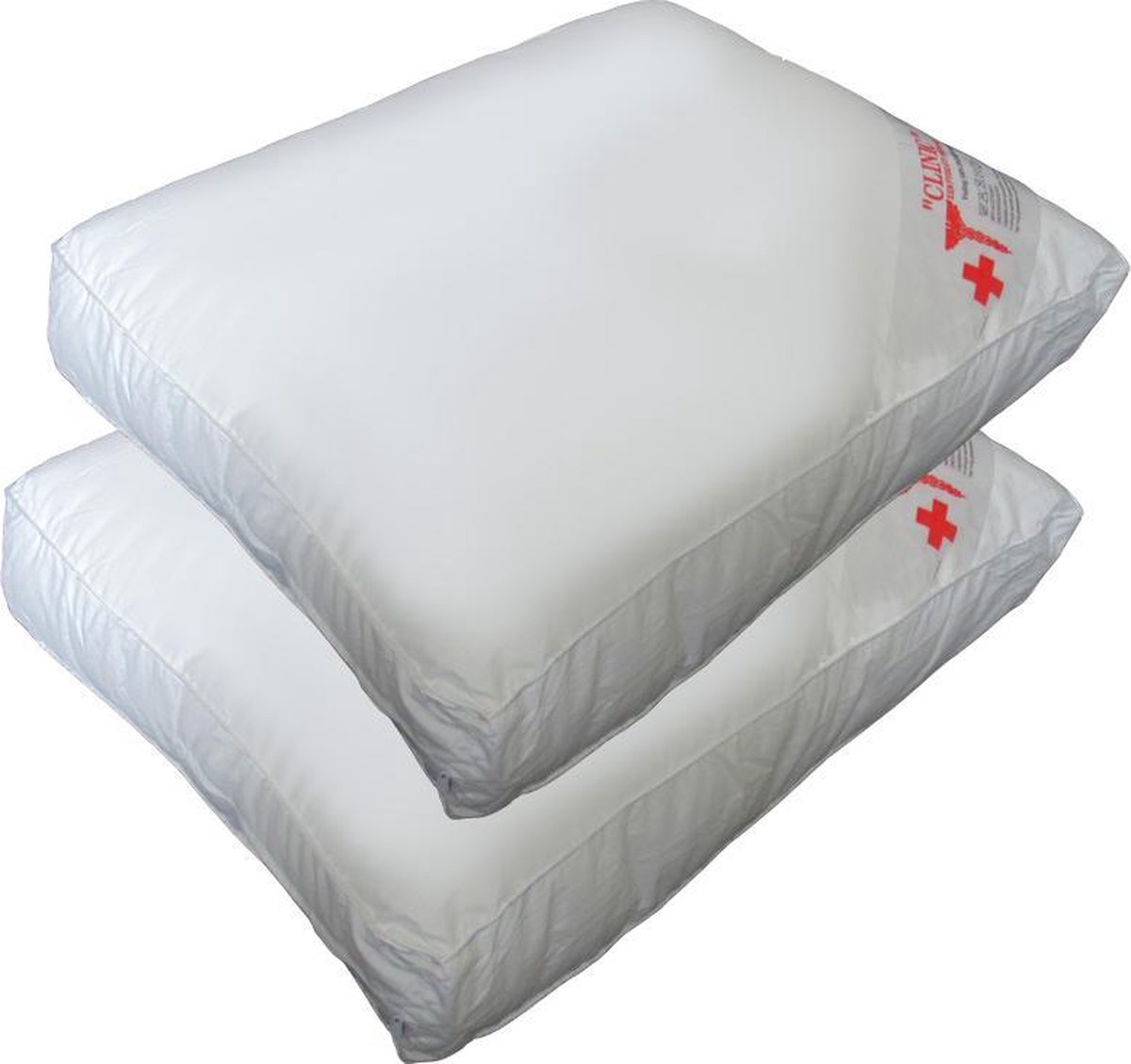 Clinic FF Clinic Fysio Fit Hoofdkussen Set (2 Kussens + 2 Moltonslopen) - Boxkussen - Dreampearls - 50x60x10 cm - Wit