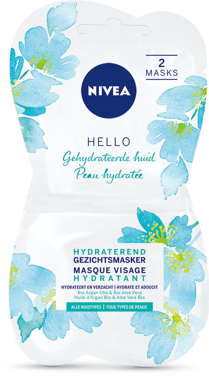 NIVEA Pure & Natural Intensief Hydraterend Masker - 2 x 7,5 ml -  Gezichtsmasker | bol