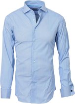 Waziri Overhemd Blauw Strepen -  Heren slim fit overhemd maat S - 39