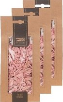 3x Zakje lichtroze houtsnippers 150 gram - Hobby/decoratie materiaal - Houtstukjes licht roze