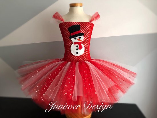 Zeemeeuw Of anders Fietstaxi Kerst tutu jurk met sneeuwpop 122/128 | bol.com