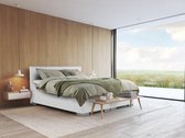 Beddenleeuw Boxspring Bed Sara - 180x210 - Incl. Pocketmatras + Hoofdbord - Lederlook Wit (Skai)