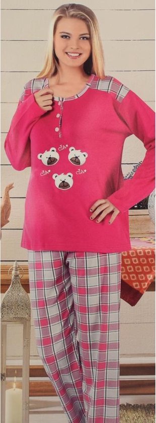 Dames Pyjama "3 Beren" Pink/Grijs Lange mouw/broek Maat M. | bol.com