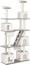 Hoge Kattenkrabpaal (incl kattenspeelstok) 225cm Wit - Krabpaal katten - Katten Krabpaal
