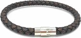 Milez - Armband mannen - armband heren leer - Bruin - Maat S