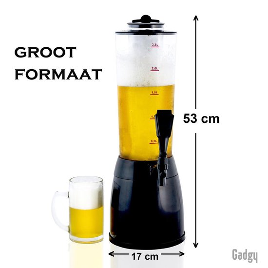 Gadgy Biertap met koel element – 3,5 ltr. - Biertoren – Bier Dispenser - Drankdispenser - 53 cm - Gadgy