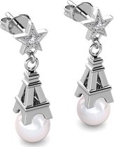 Dammade oorbellen - Swarovski Kristal - Zilverkleurig - Dames - Paris