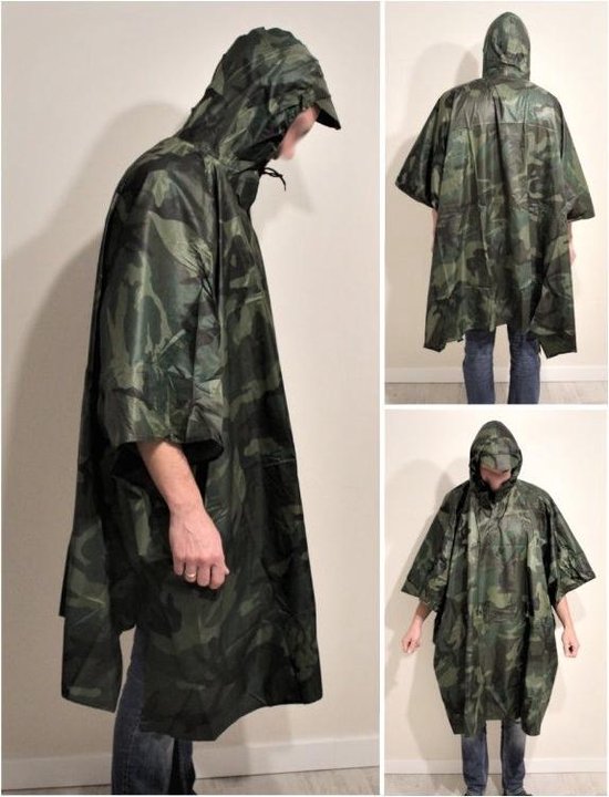 Zware kwaliteit Regenponcho Camouflage - Leger Regencape -  Survival/Outdoor/Vissen -... | bol.com