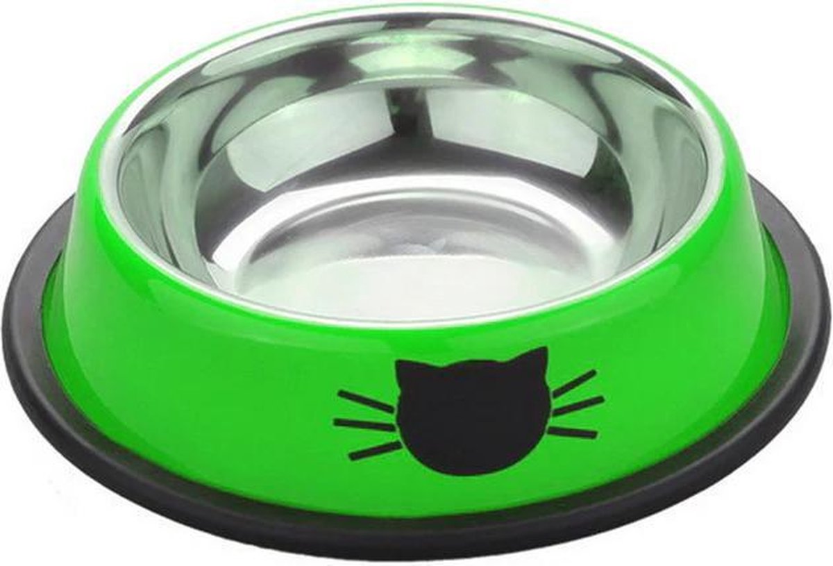 Bol Com Voerbak Drinkbak Voor Katten Groen Rvs Voerbakken En Drinkbakken Voor Een Kat