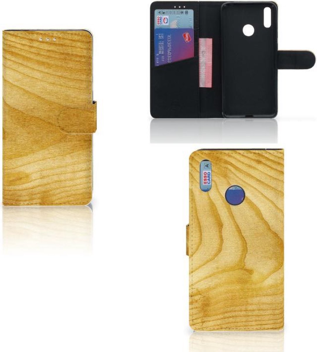 Huawei Y7 (2019) Book Style Case Licht Hout