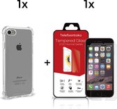 iPhone 7 iPhone 8 Telefoonhoesje met Screenprotector | Transparent Siliconen Tpu Smartphone Case | Extra Stevige Randen | Gehard Beschermglas